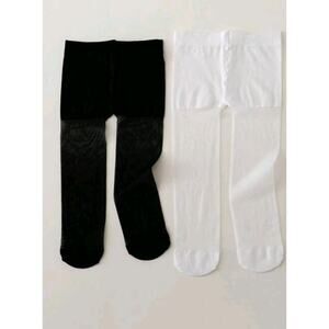2 pieces baby girls tights ultra thin White and black 1-2Y